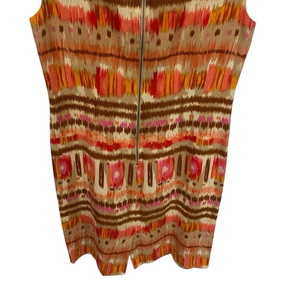 Tahari Multicolor Batik Print Shift Dress Linen Blend Mini Women’s Size 8 - Picture 7 of 12